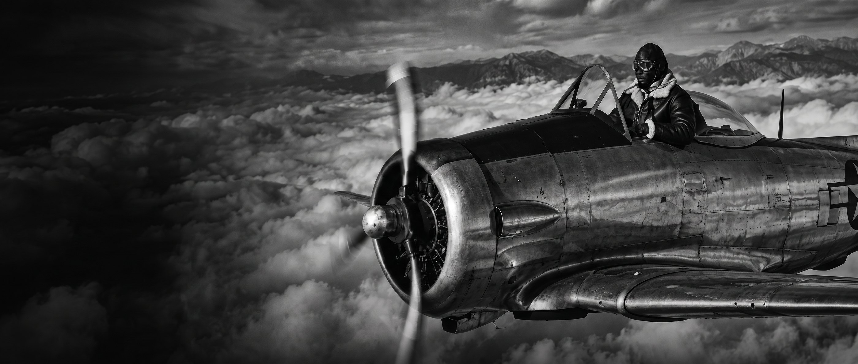 Noah Priest, in flight above the clouds