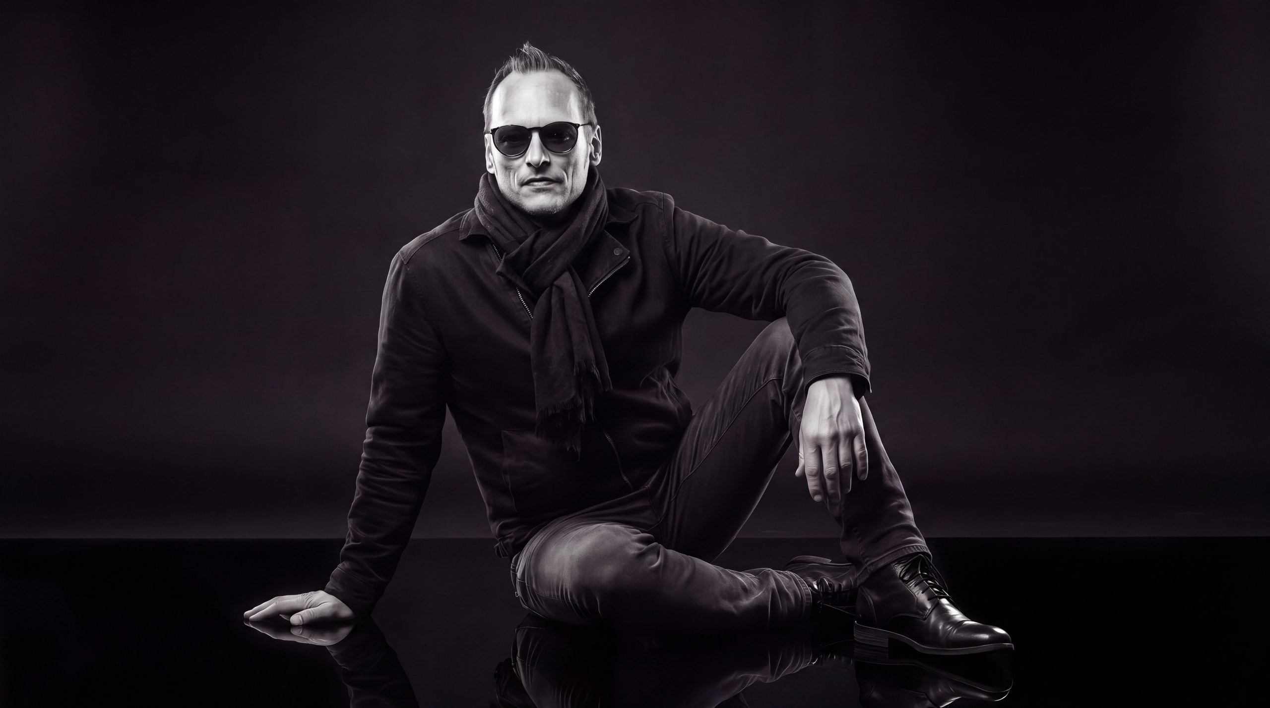 Jochen Seibert / Noel Pix, seated studio portrait